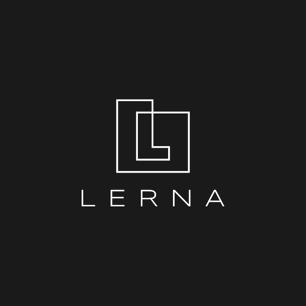 Vector square l letter initial lettermark continuous line white outline on black logo vector icon illustration