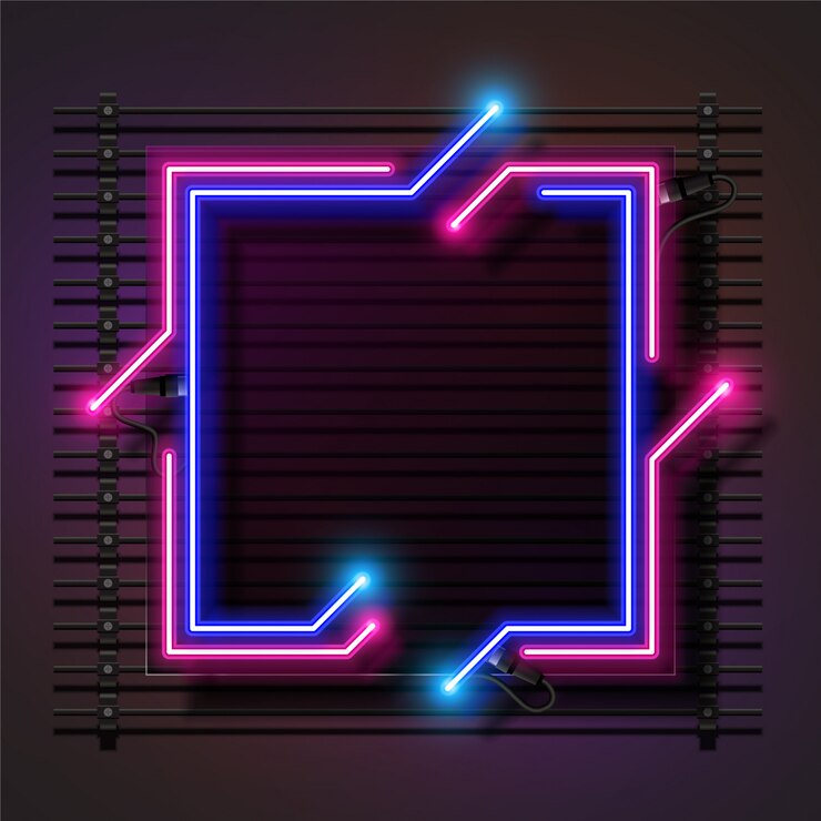 Vector square light neon banner 