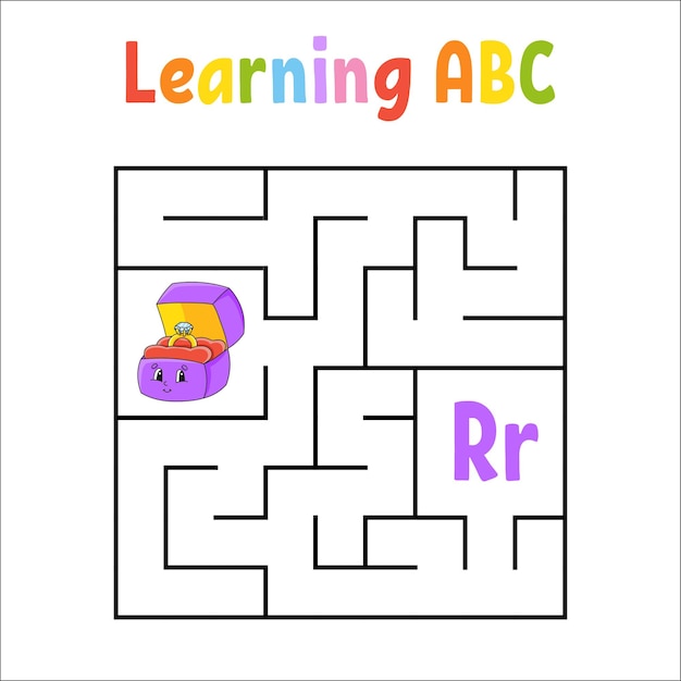 Square maze. education worksheet.