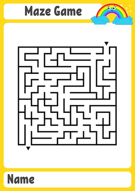 Square maze educational worksheet