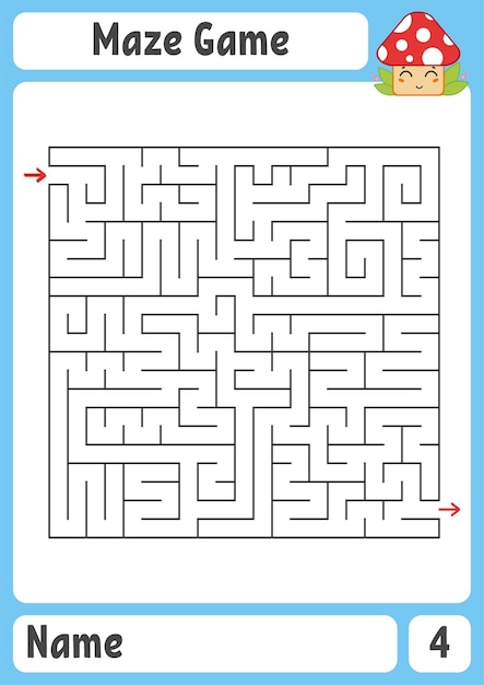 正方形の迷路。子供のためのゲーム。子供のためのパズル。