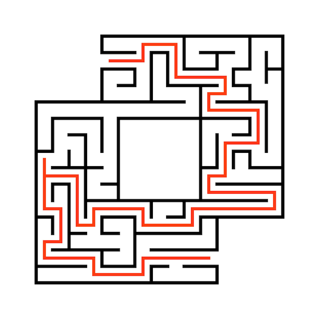 Square maze Game for kids Funny labyrinth Education developing worksheet Activity page Puzzle for children