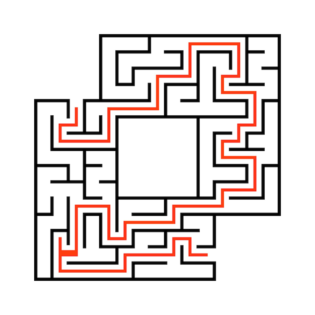 Square maze Game for kids Funny labyrinth Education developing worksheet Activity page Puzzle for children