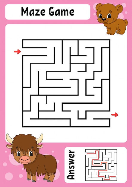 Square maze. game for kids. funny labyrinth.