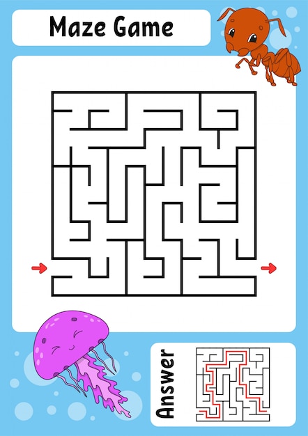 Square maze. game for kids. funny labyrinth