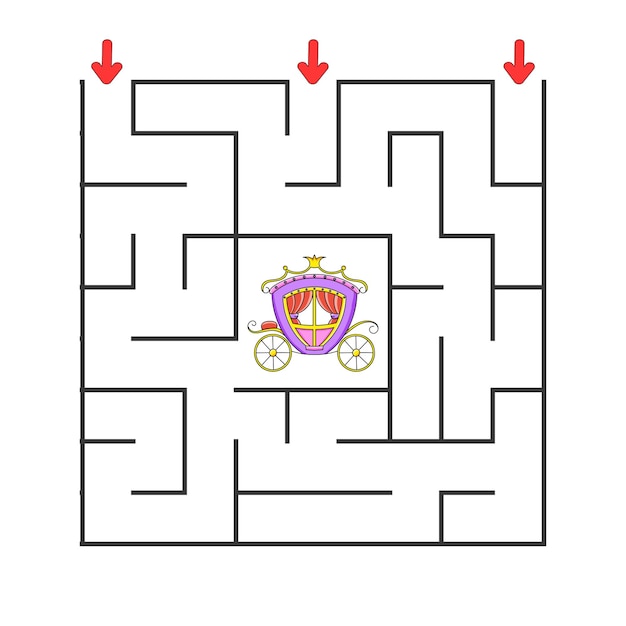 Square maze Game for kids Puzzle for children cartoon character Labyrinth conundrum Find the right path The development of logical and spatial thinking Vector illustration