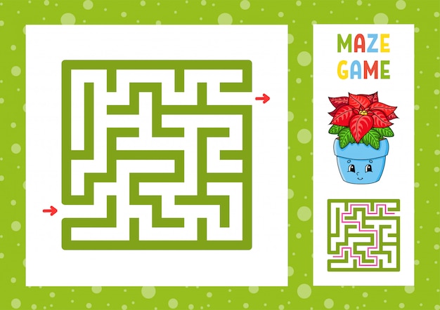 Labirinto quadrato gioco per bambini. puzzle per bambini. tema natalizio.