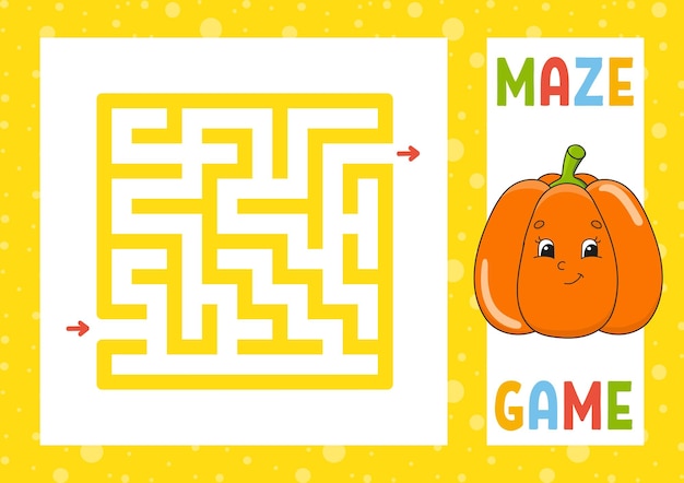 Square maze Game for kids Puzzle for children Happy character Labyrinth conundrum Find the right path