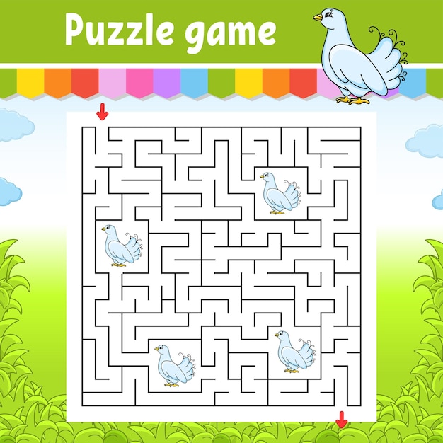 Square maze game for kids puzzle for children labyrinth conundrum find the right path