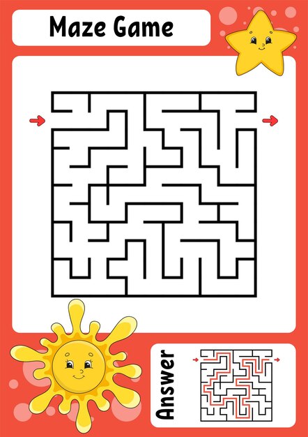 Square maze game for kids