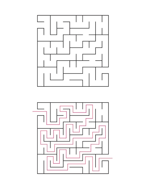 四角い迷路には入口と出口があり 通路の答えが書かれた迷路