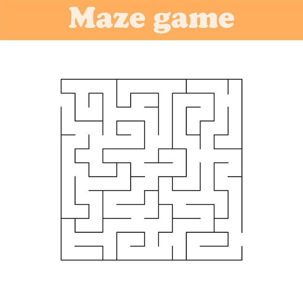 Square maze Vector Labyrinth conundrum Game for kids Puzzle for children Find the right path