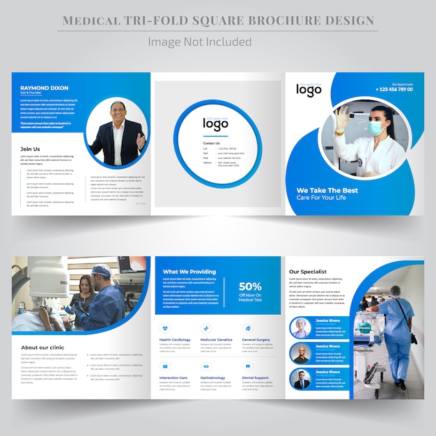 Square medical trifold brochure design