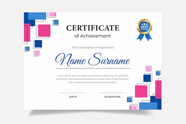 Square memphis certificate design template Suitable for employee appreciation to the company