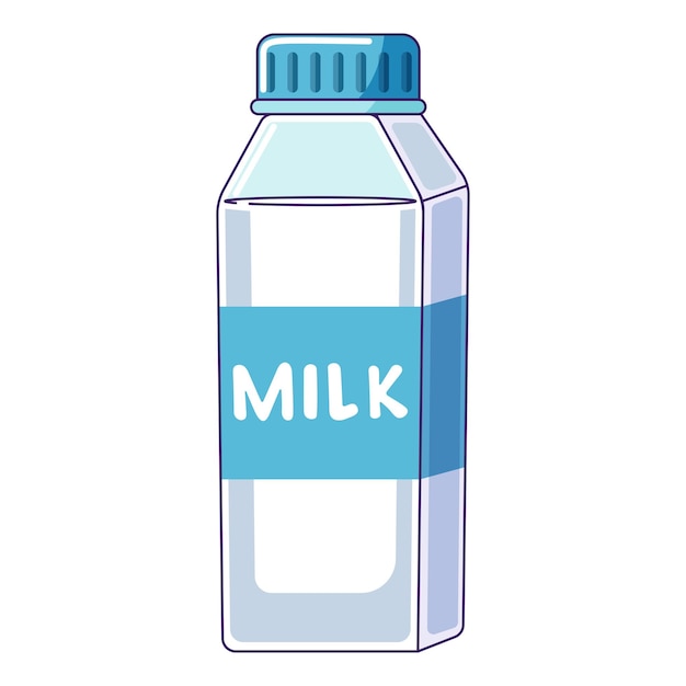 Square milk bottle in simple flat design