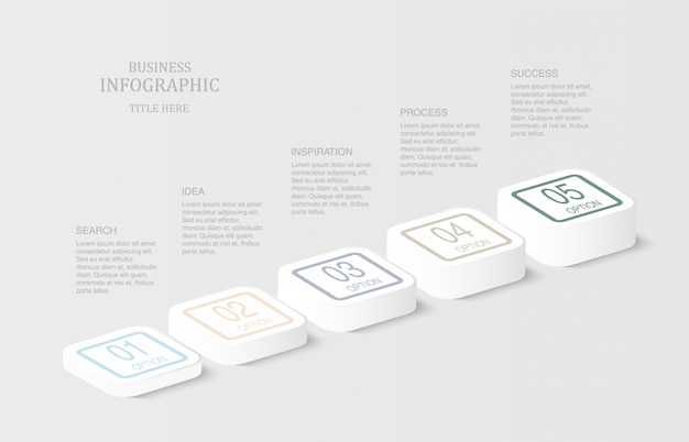 正方形またはボタンの3 dインフォグラフィック。