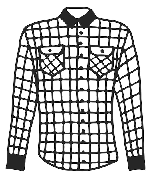 Рубашка с квадратным узором в стиле ретро черный рисунок