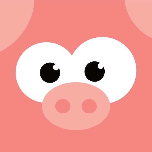 square pig face icon button