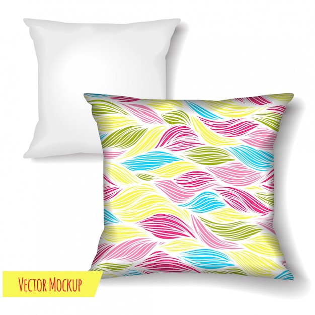 Vector square pillow.  template  on white background