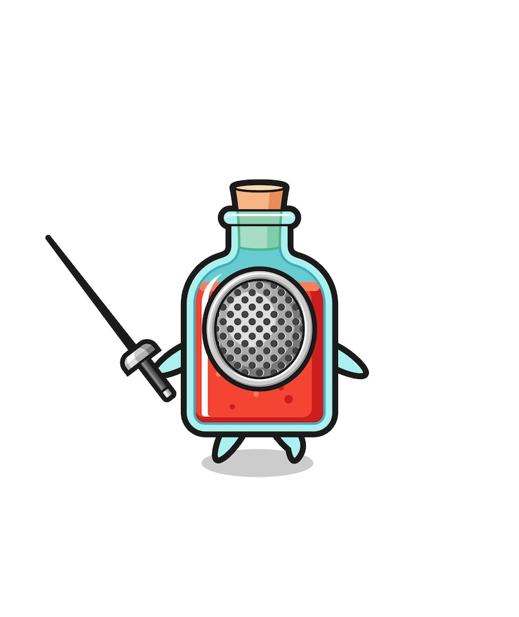 Vector square poison bottle earth cartoon as fencer mascot