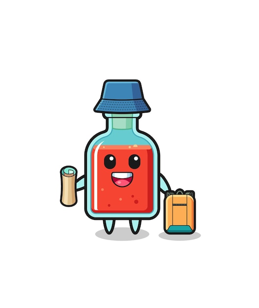 Vector square poison bottle mascot character as hiker