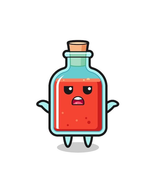 Square poison bottle mascot character saying I do not know cute design