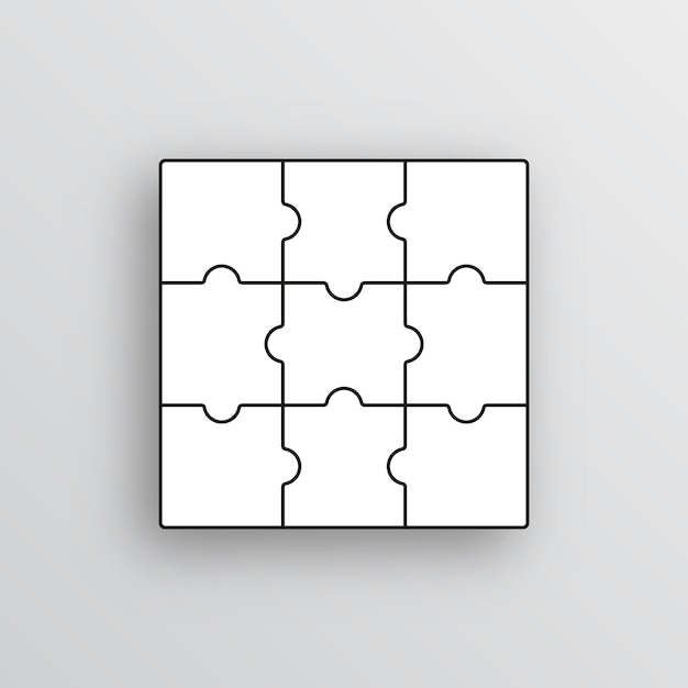 Square puzzle pieces grid jigsaw outline grid scheme of thinking game modern background