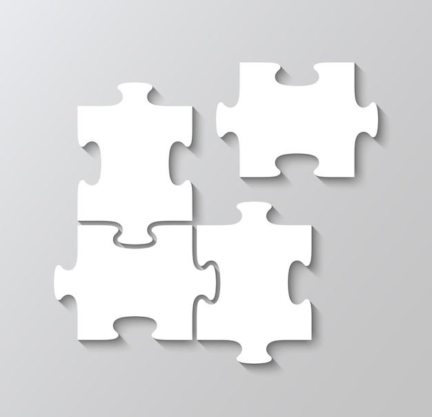 Square puzzle template with 4 details Scheme of thinking game Cutting jigsaw pieces grid