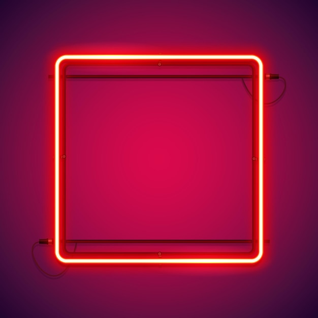 Vector square red neon frame