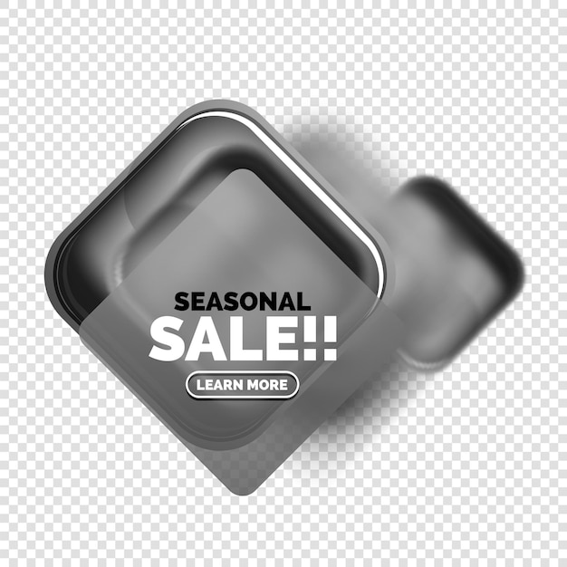 Vector square shape black sale button label tag vector geometric buttons with transparency and blur effects