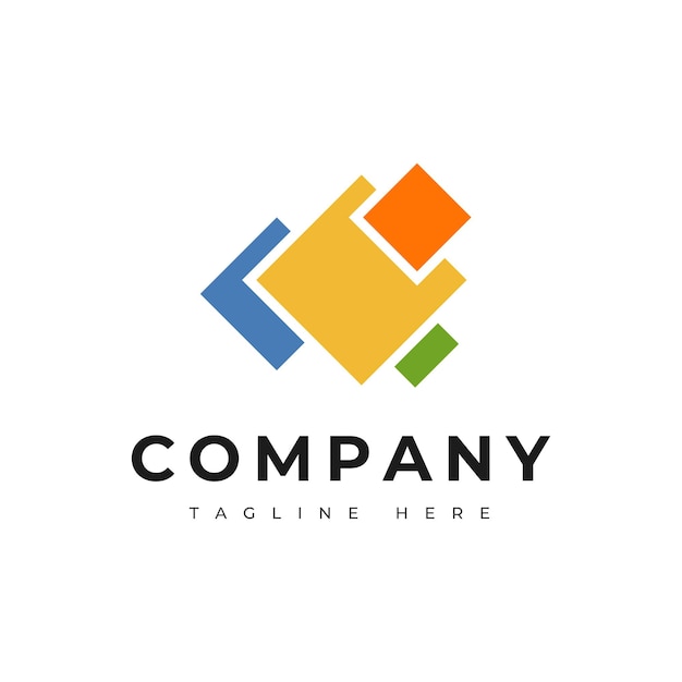 square shape company business logo concept design template