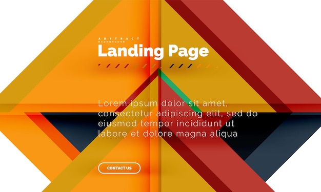 Square shape geometric abstract background landing page web design template