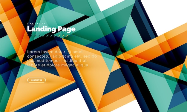 ベクトル 正方形の幾何学的な抽象的な背景のランディング ページ web デザイン テンプレート
