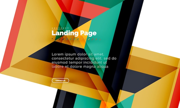 Square shape geometric abstract background landing page web design template