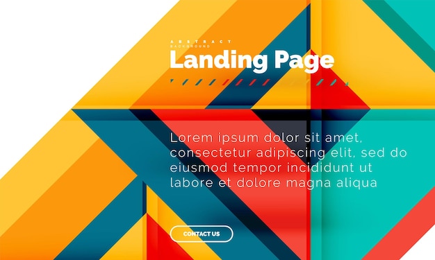 Square shape geometric abstract background landing page web design template