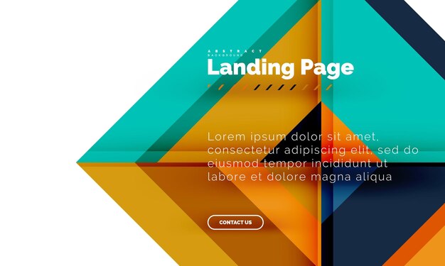 Square shape geometric abstract background landing page web design template