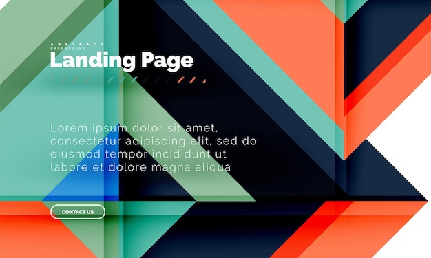 Vector square shape geometric abstract background landing page web design template