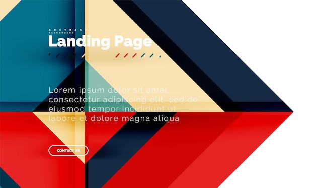 Square shape geometric abstract background landing page web design template