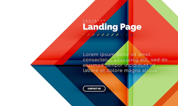 Square shape geometric abstract background landing page web design template