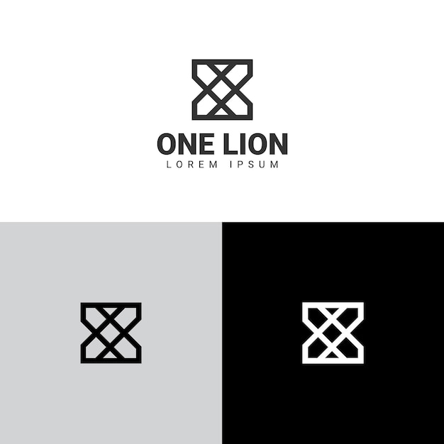 square shape lion logo simple and minimal