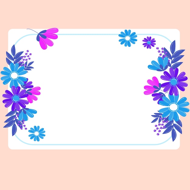 Square Shape Orange Color Text Frame Surrounded With Assorted Flowers Hearts And Leaves Framework For Writing Ringed With Different Daisies Hearts And Tree Leaves