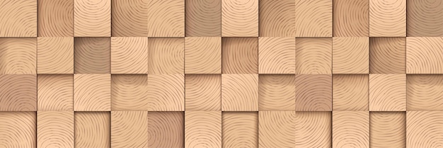 Square shape wooden tiles horizontal vector background