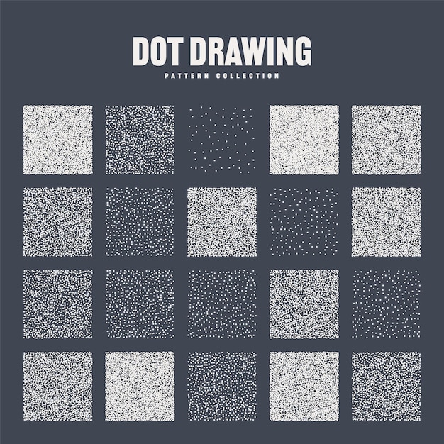 Square shaped dotted objects stipple elements stippling dotwork drawing shading using dots pixel