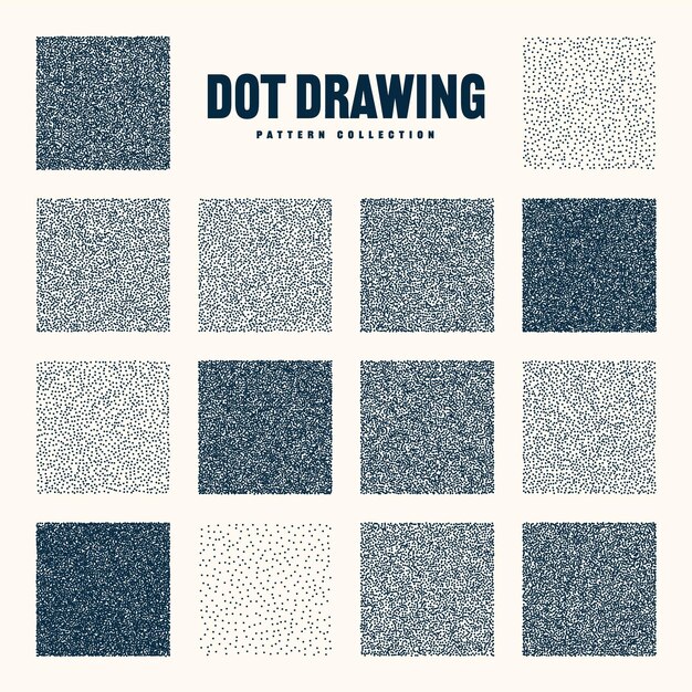 Vector square shaped dotted objects vintage stipple elements stippling dotwork drawing shading using dots