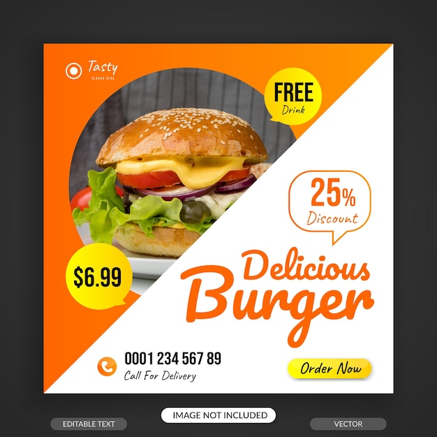 Square Size Food Social Media Banner Template