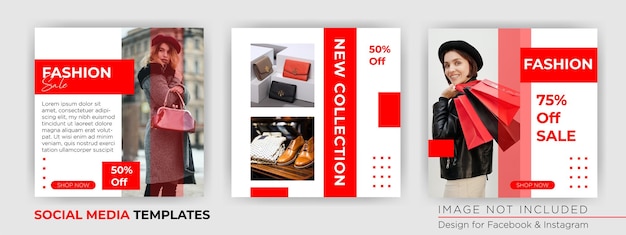 Square social media post bundle fashion sale template