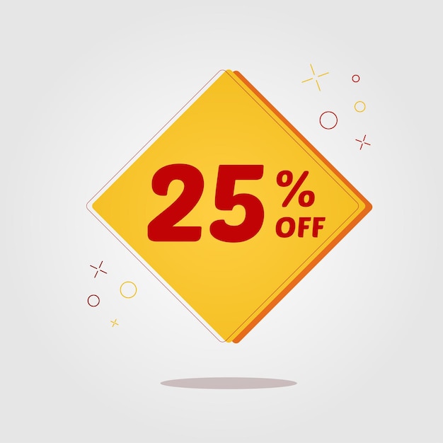 Square sticker with 25 percent discount Sale Tag Yellow Red Offer price tag price discount symbol