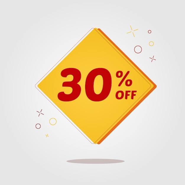 Square sticker with 30 percent discount sale tag yellow red offer price tag price discount symbol