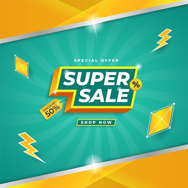 Square super sale limited offer 3d banner template design background
