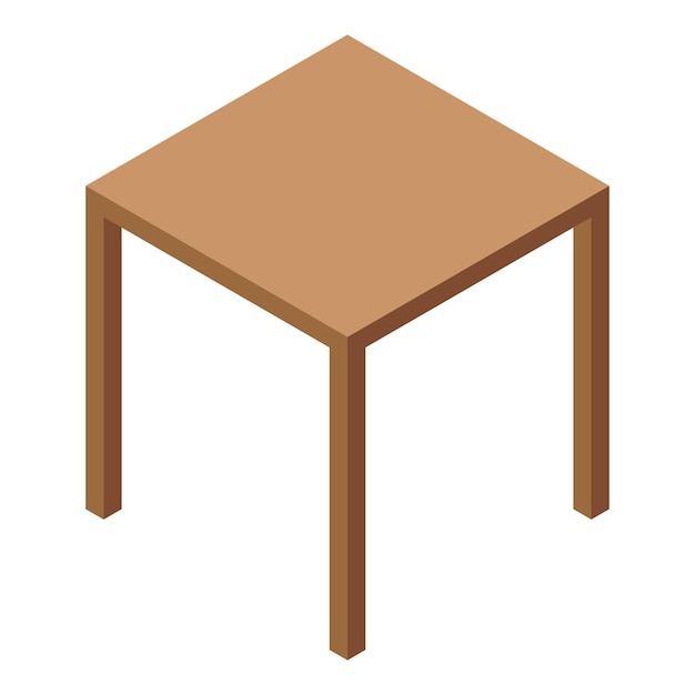 square table standing on four legs isometric view